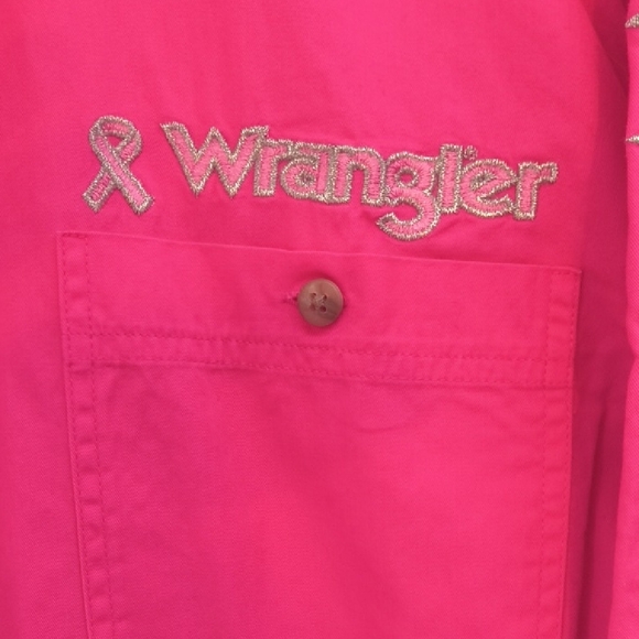 RARE Wrangler Tough Enough To Wear Pink Western Embroidered Shirt Limited - Picture 6 of 9